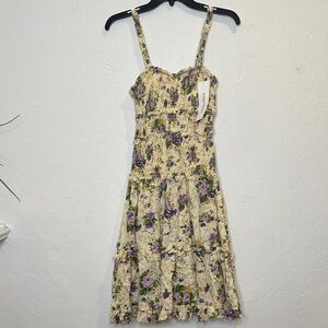 Floral Purple and Cream Women's Dress